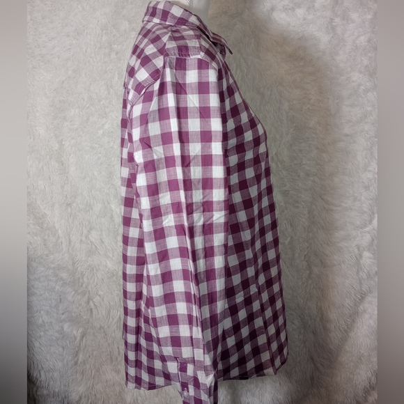 Goodthreads Purple and White Gingham Long Sleeve Popover Size Medium - Picture 3 of 6